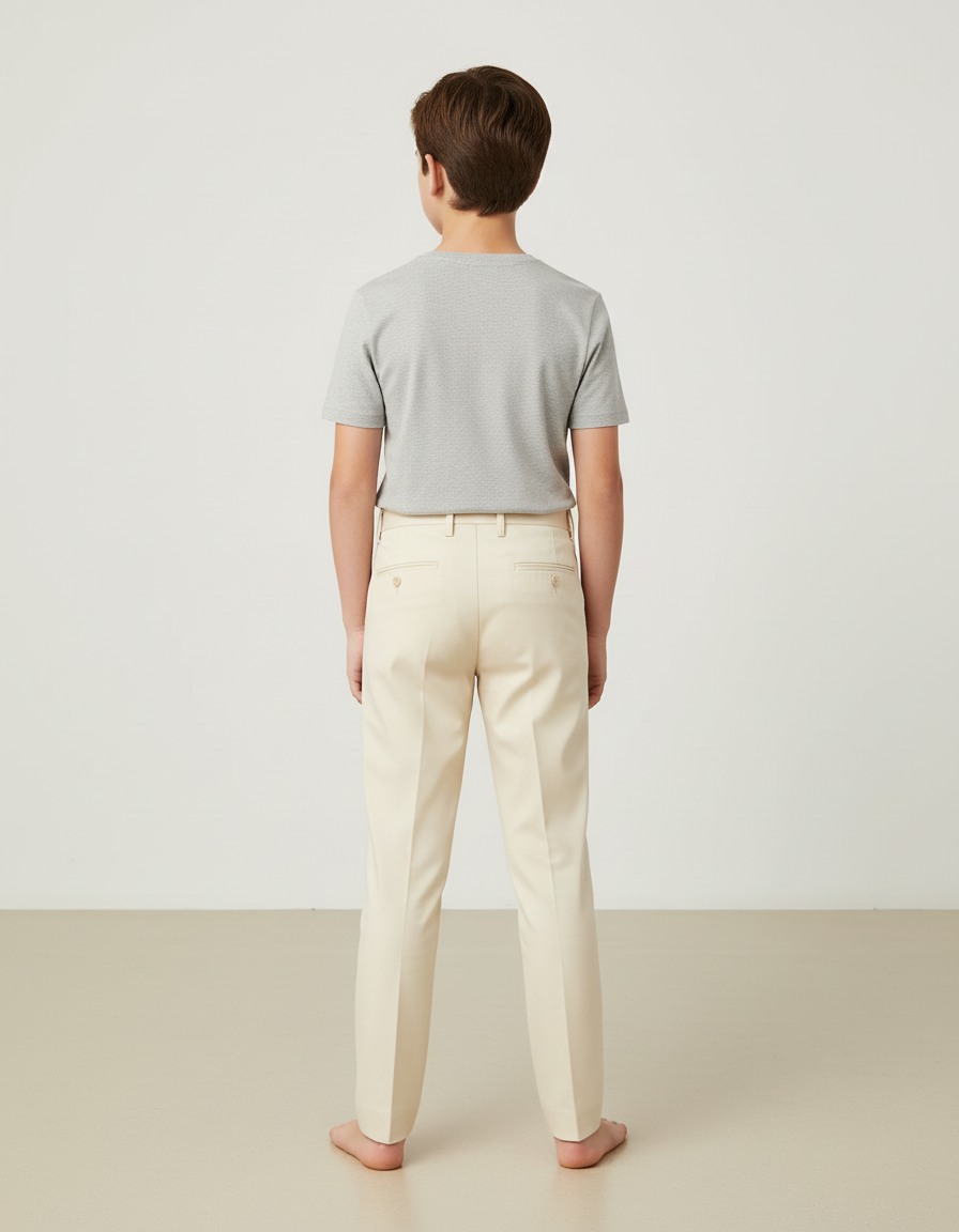 Pantalon Beige Droit Élégant Garçon Classique Cérémonie - Gabardine - vue 2