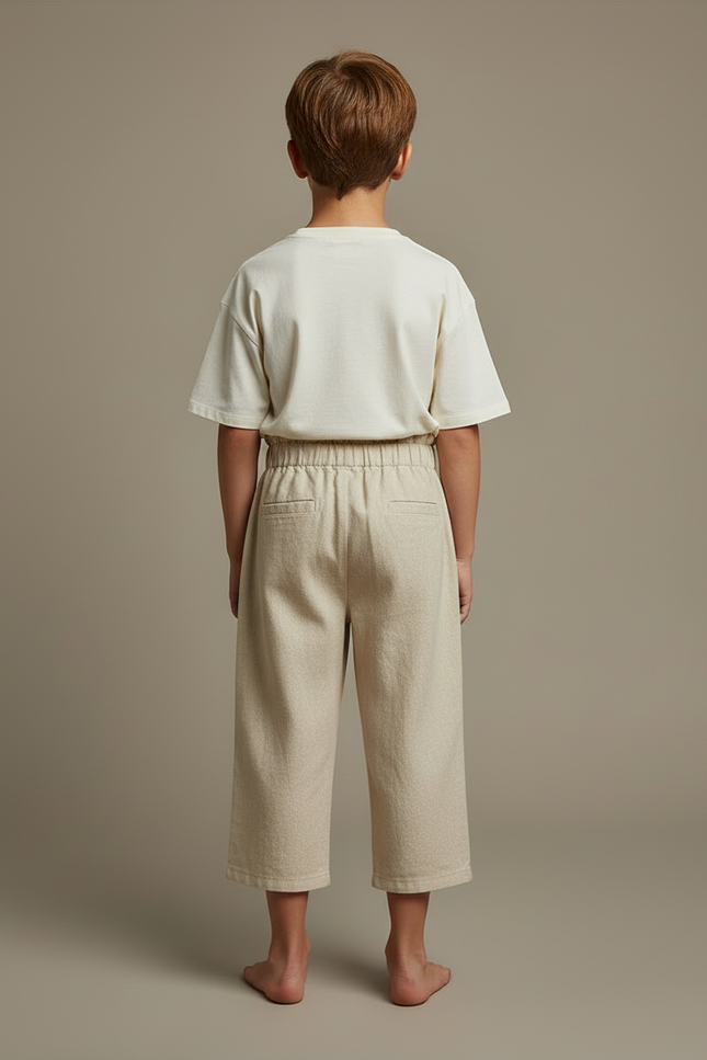 Pantalon Beige Ample Coton Fluide Enfant Confortable - vue 2