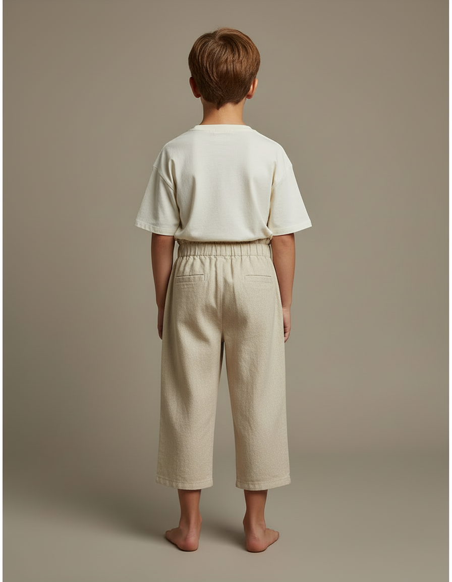 Pantalon Beige Ample Coton Fluide Enfant Confortable - vue 2