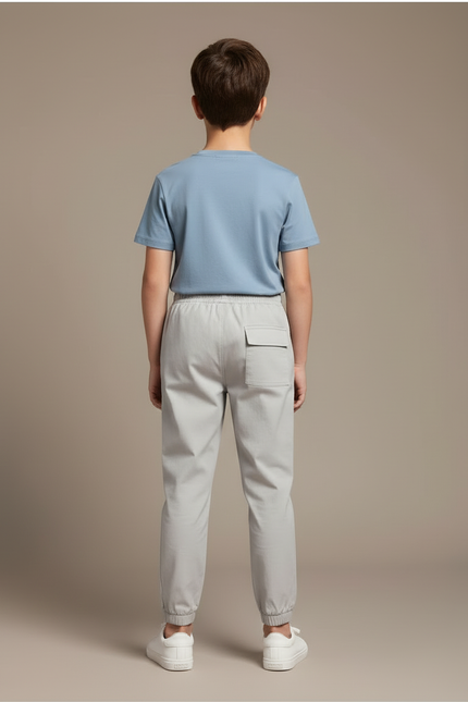 Pantalon Beige Cargo Enfant Coton Décontracté Multipoches - Gris - vue 2