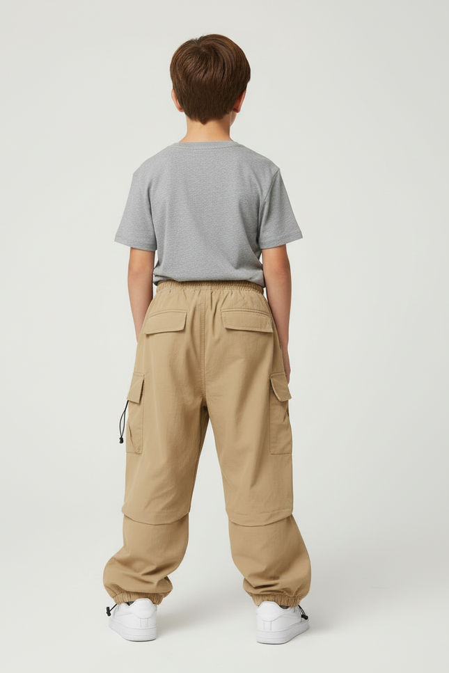 Pantalon Beige Cargo Ample Décontracté Enfant - Polyester - vue 2