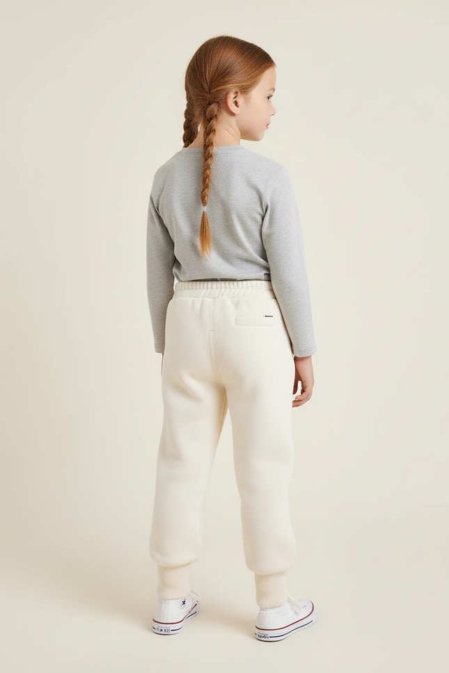 Pantalon Beige Molletonné Lapin Brodé Enfant Hiver - vue 2