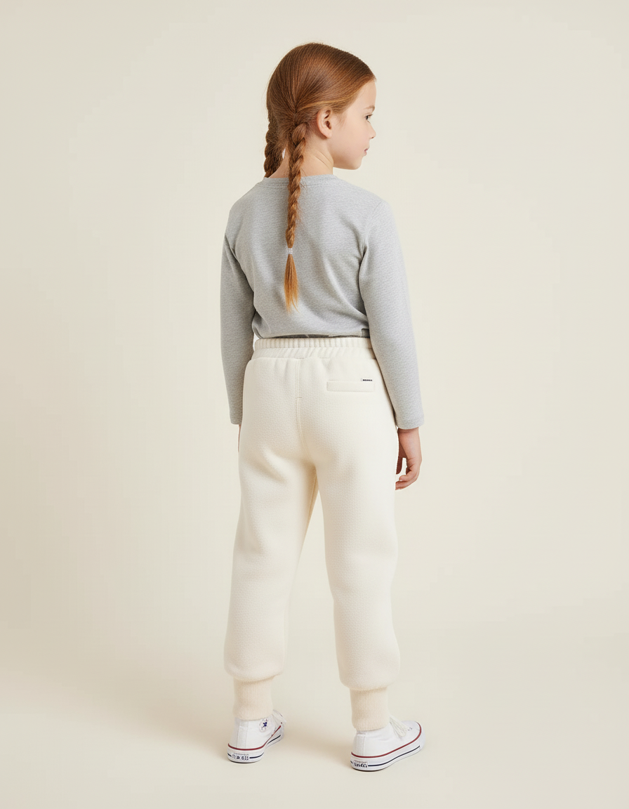 Pantalon Beige Molletonné Lapin Brodé Enfant Hiver - vue 2