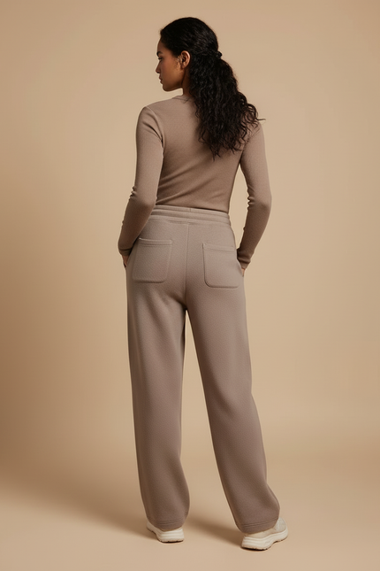 Pantalon Beige Molletonné Ample Décontracté Confortable Cordon - vue 2