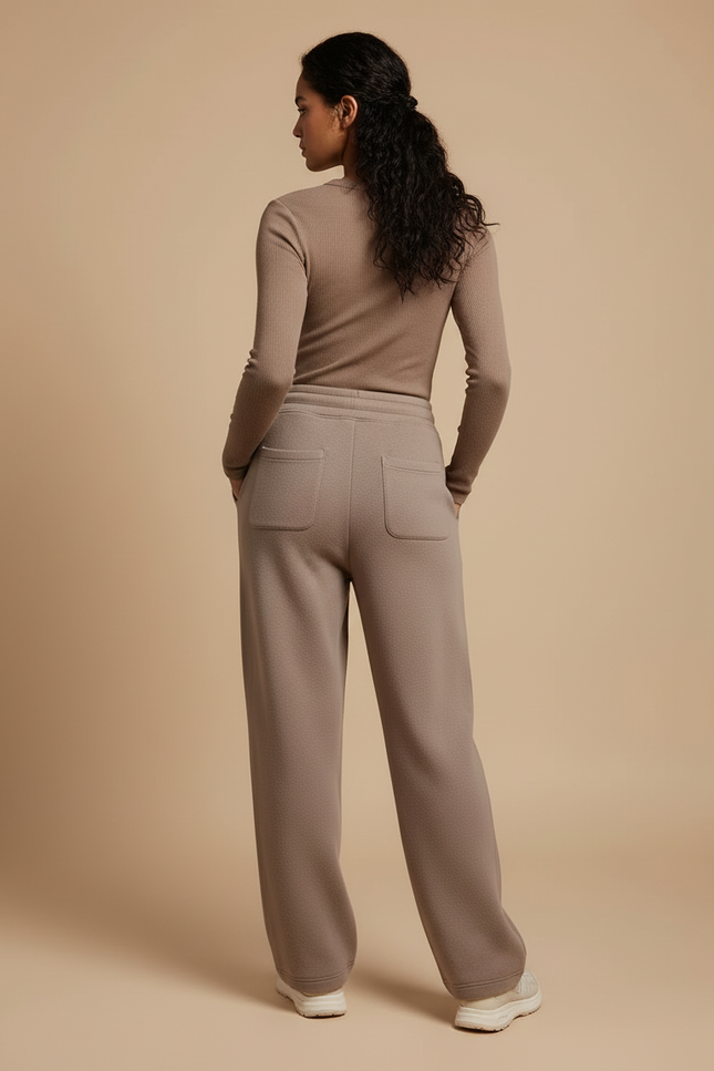 Pantalon Beige Molletonné Ample Décontracté Confortable Cordon - vue 2
