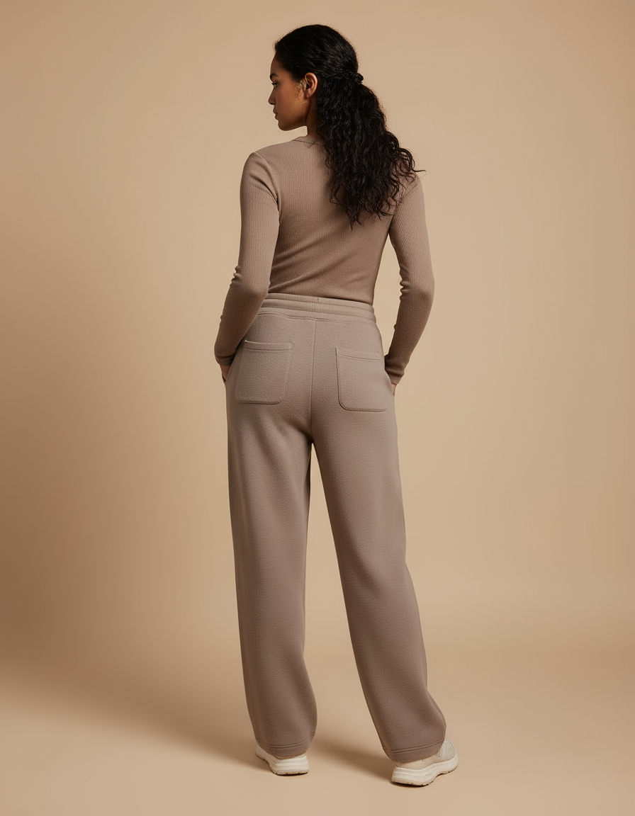Pantalon Beige Molletonné Ample Décontracté Confortable Cordon - vue 2