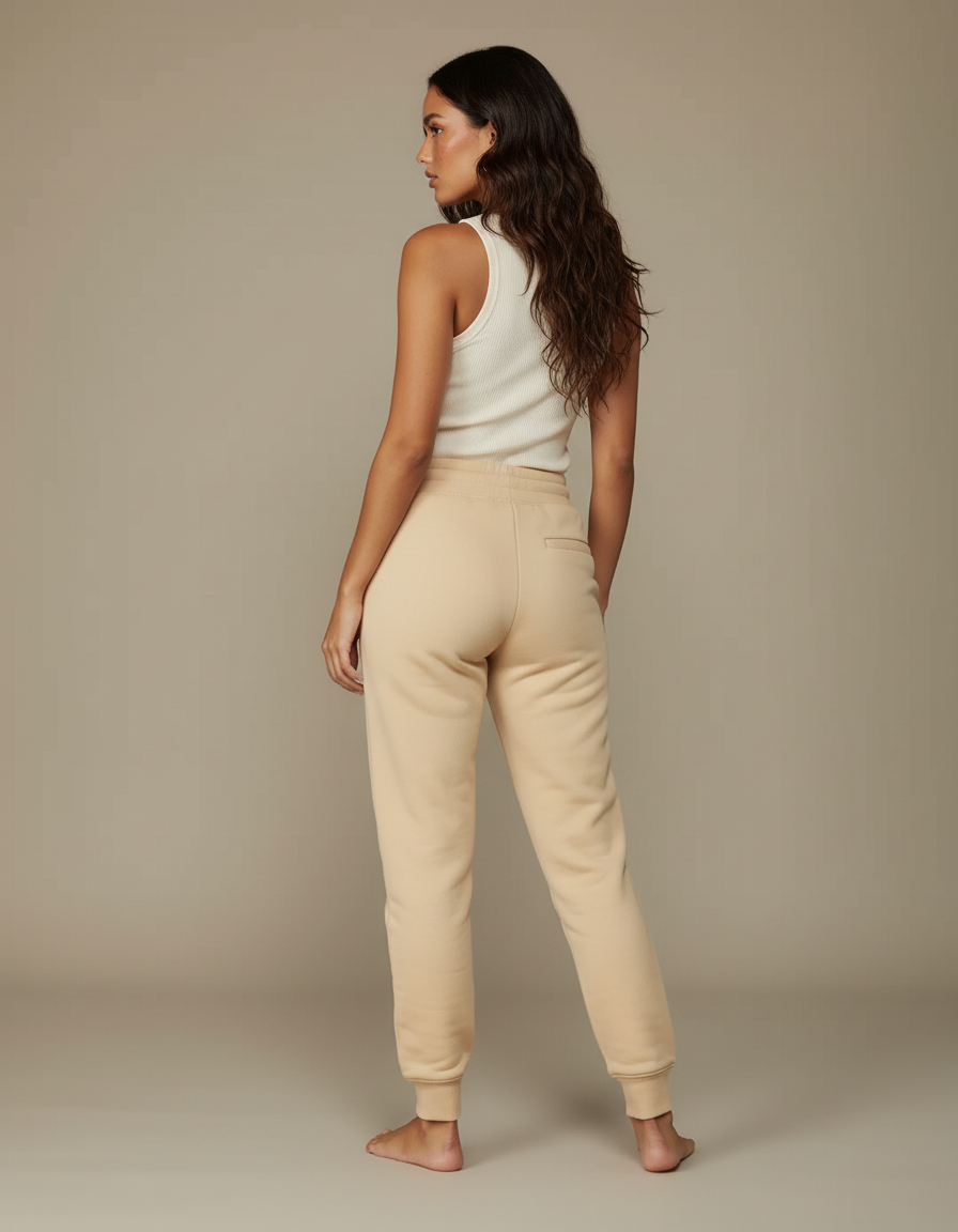 Pantalon Beige Molletonné Confortable Décontracté Cerises - vue 2