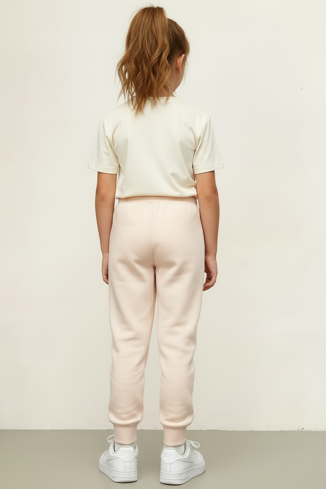 Pantalon Beige Molletonné Confortable Jogging Sport Enfant - vue 2