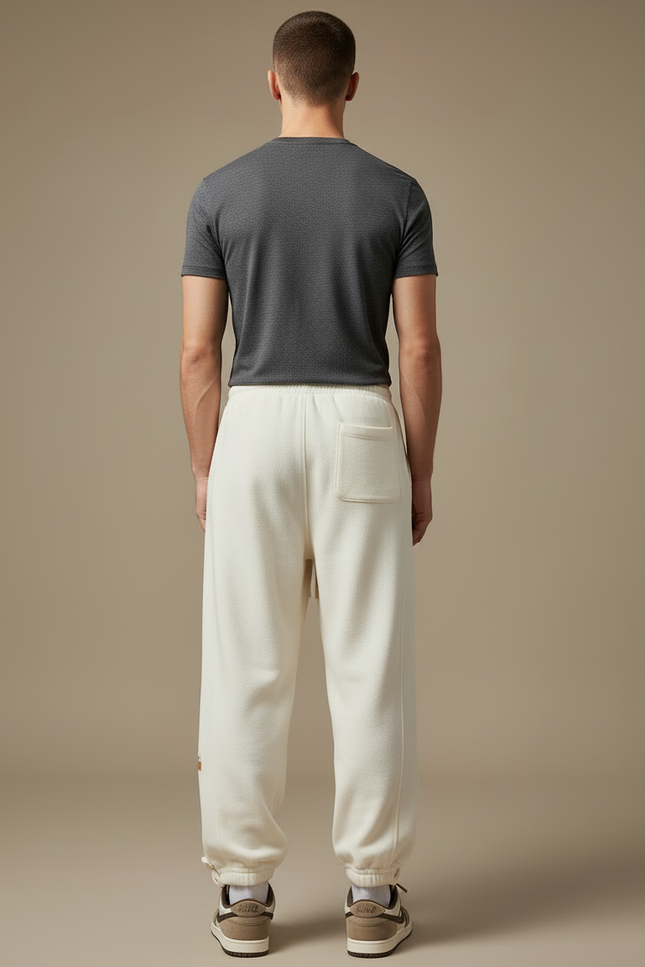 Pantalon Beige Ample Cordon Sport Molleton Homme - vue 2