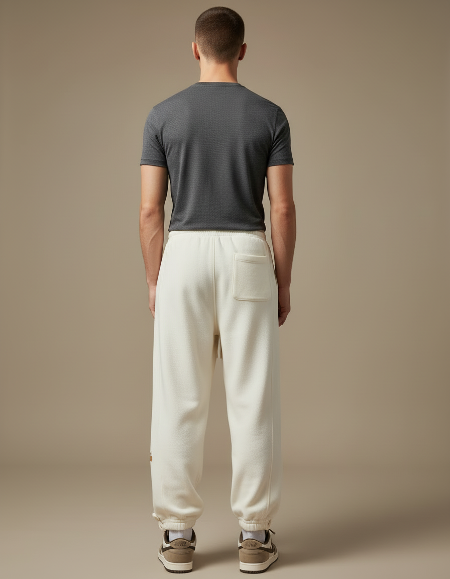 Pantalon Beige Ample Cordon Sport Molleton Homme - vue 2