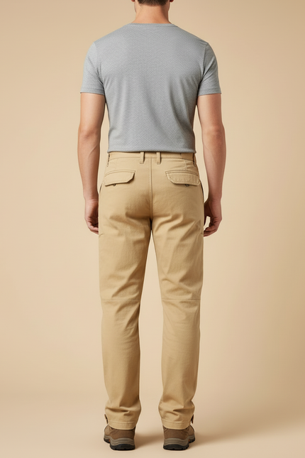 Pantalon Beige Cargo Coton Ample Homme Décontracté - Toile - vue 2