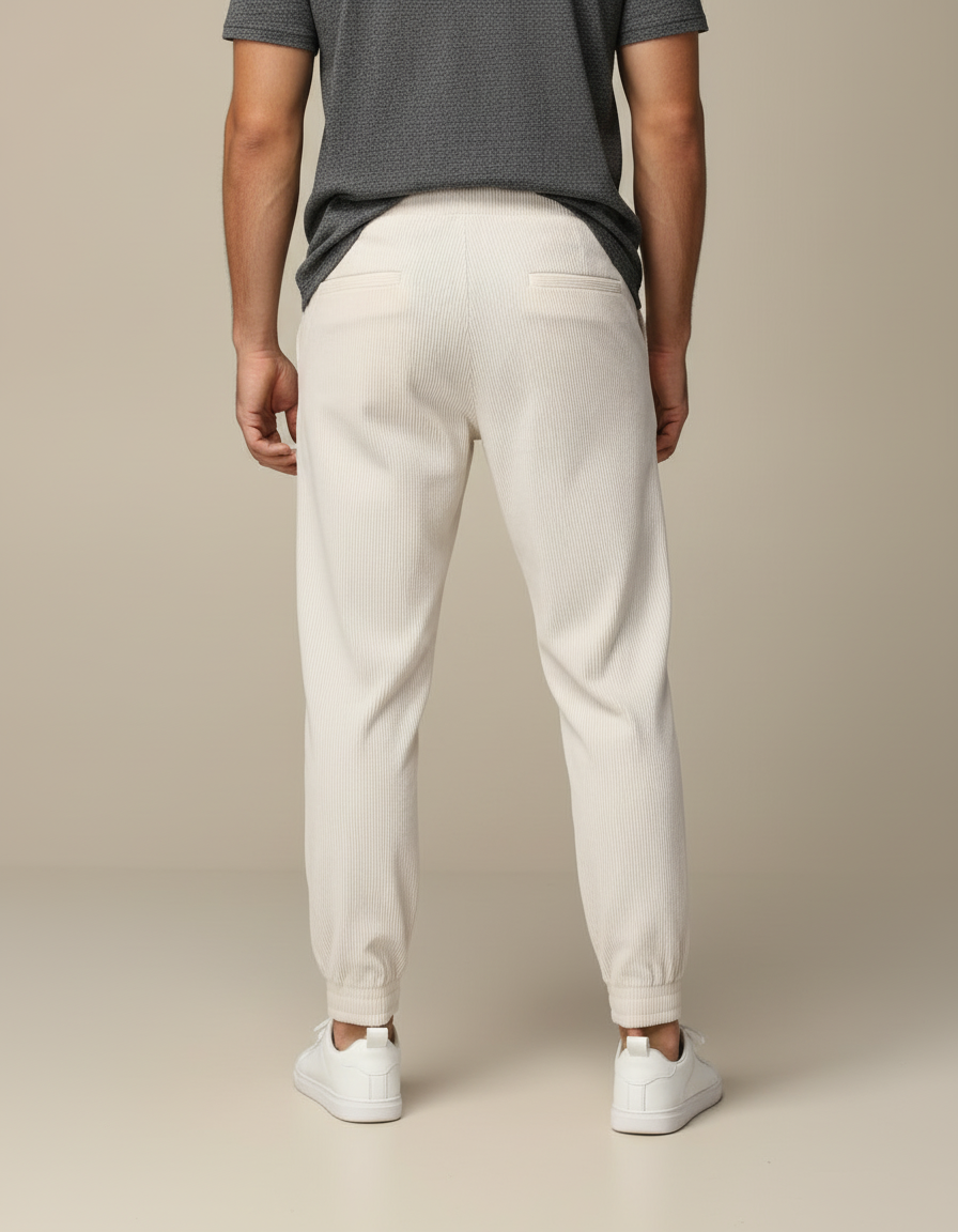 Pantalon Beige Côtelé Ample Homme Décontracté - Cordé - vue 2