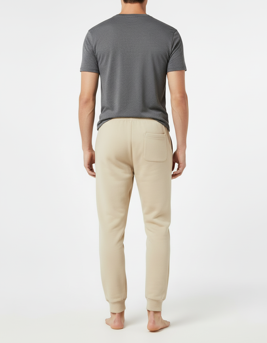 Pantalon Beige Homme Coton Ample Décontracté Cordon - Molleton - vue 2
