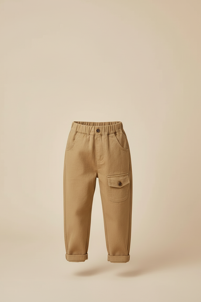 Pantalon Beige Cargo Ample Coton Enfant Garçon - Toile - vue 3