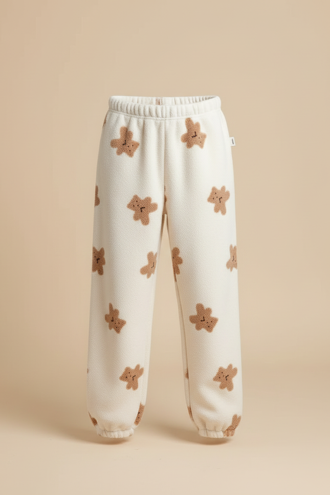 Pantalon Beige Molletonné Oursons Confortable Enfant - vue 3