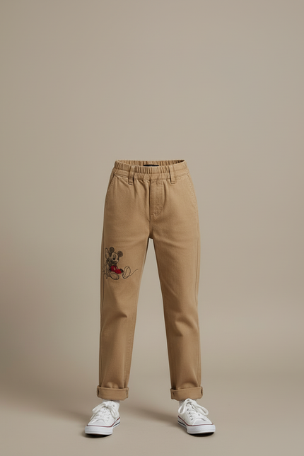 Pantalon Beige Coton Droit Mickey Enfant - Toile - vue 3
