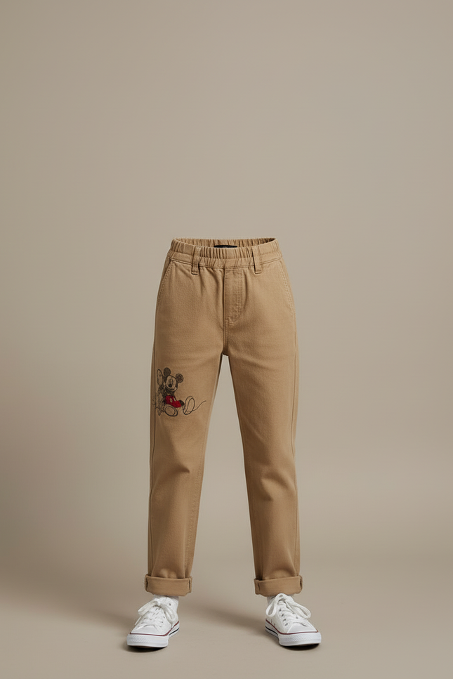 Pantalon Beige Coton Droit Mickey Enfant - Toile - vue 3