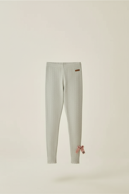 Pantalon Beige Côtelé Nœud Princesse Enfant Fille - Gris Cordé - vue 3
