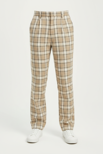 Pantalon Tartan Beige - Tweed - vue 3