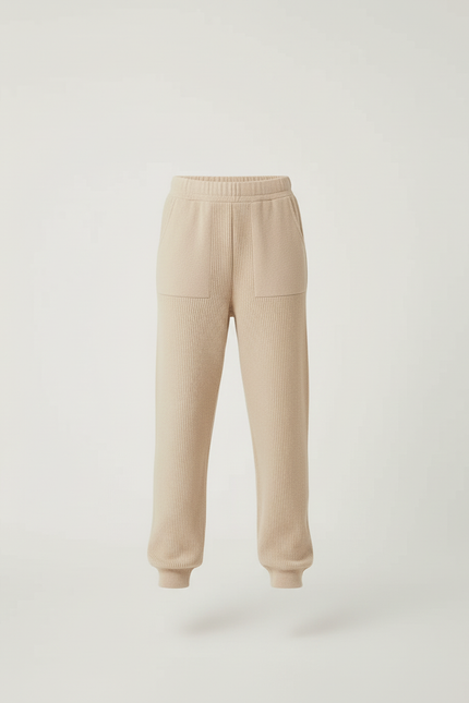 Pantalon Beige Tricoté Ample Décontracté Fille - Maille - vue 3