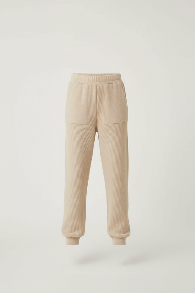 Pantalon Beige Tricoté Ample Décontracté Fille - Maille - vue 3