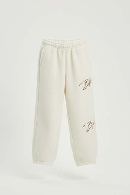 Pantalon Beige Polaire Brodé Ample Décontracté Fille - Molleton - vue 3