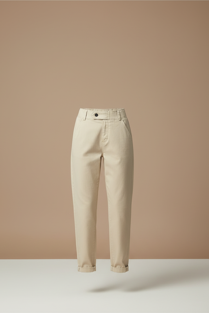 Pantalon Beige Ample Taille Haute Décontracté Femme - Gabardine - vue 3