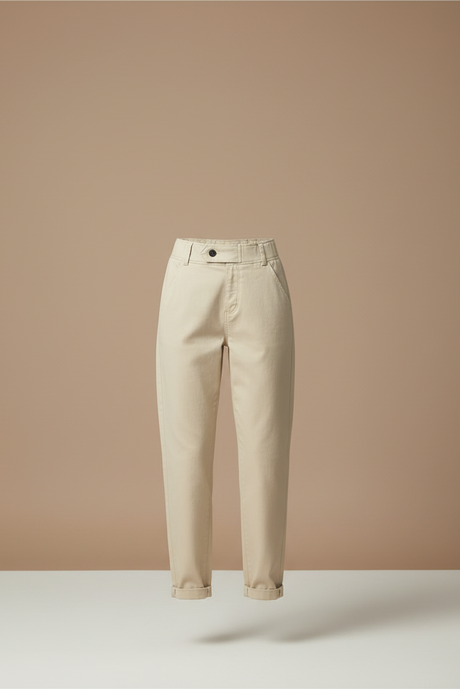 Pantalon Beige Ample Taille Haute Décontracté Femme - Gabardine - vue 3