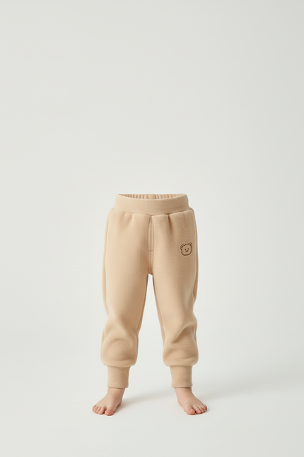 Pantalon Beige Polaire Enfant Chaud Brodé Hiver - Molleton - vue 3
