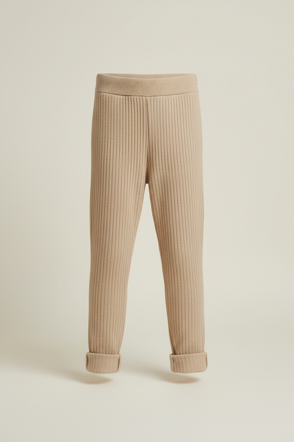Pantalon Beige Côtelé Maille Élastique Confortable Enfant - vue 3