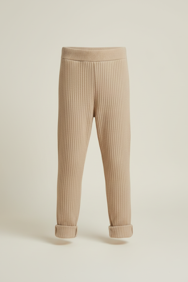 Pantalon Beige Côtelé Maille Élastique Confortable Enfant - vue 3