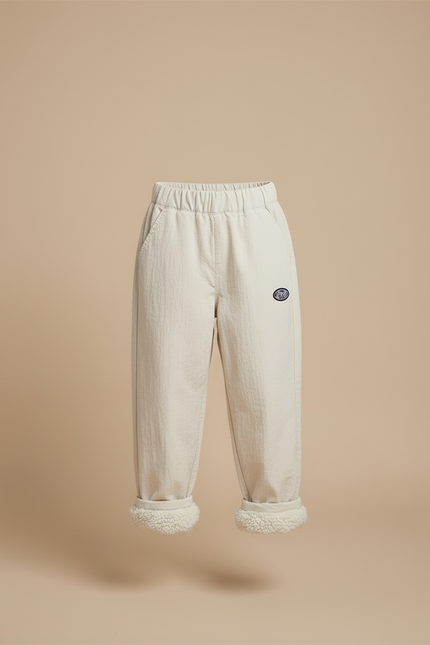 Pantalon Beige Ample Doublé Sherpa Enfant Hiver - Cordé - vue 3