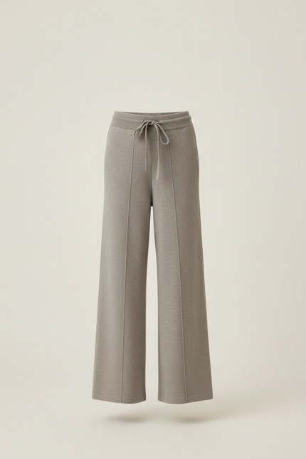 Pantalon Beige Tricoté Ample Confortable Fille - Gris Maille - vue 3