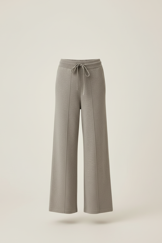 Pantalon Beige Tricoté Ample Confortable Fille - Gris Maille - vue 3
