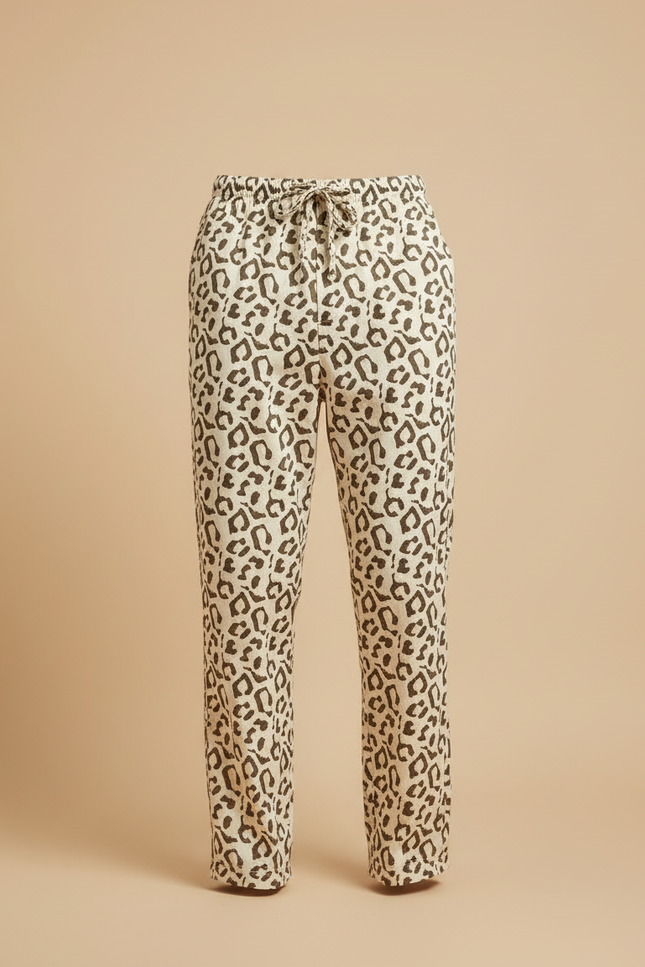 Pantalon Beige Léopard Coton Ample Confortable Homme - Imprimé - vue 3