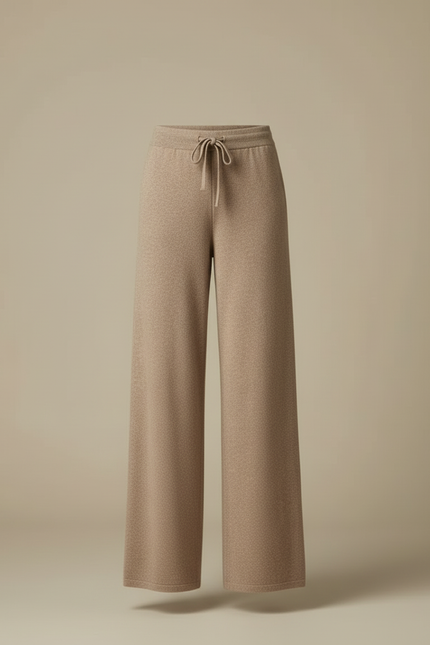 Pantalon Beige Laine Tricoté Ample Confortable Cordon - vue 3