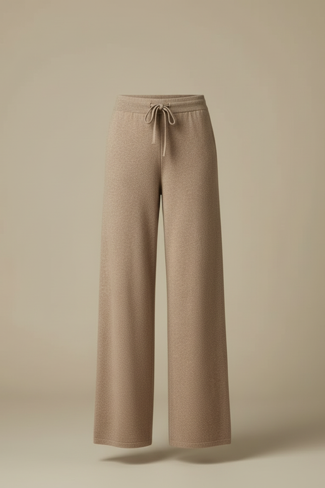 Pantalon Beige Laine Tricoté Ample Confortable Cordon - vue 3