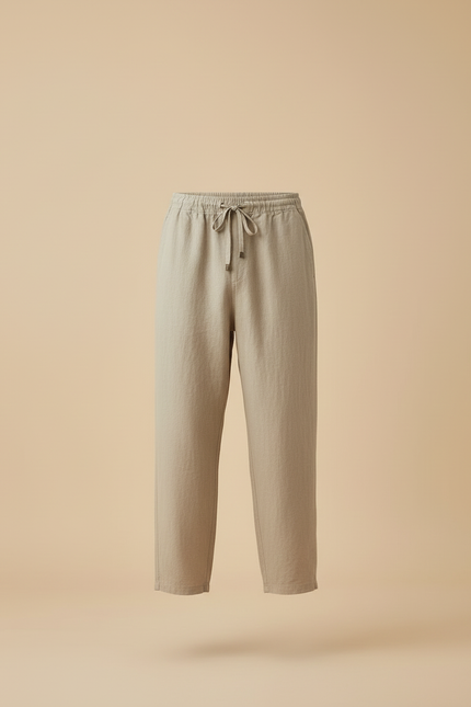 Pantalon Beige Lin Ample Décontracté Homme Respirant - vue 3