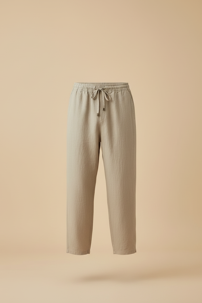 Pantalon Beige Lin Ample Décontracté Homme Respirant - vue 3