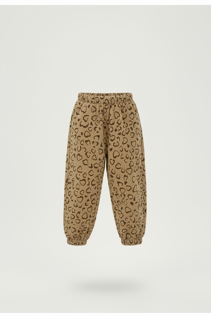 Pantalon Beige Harem Ample Motif Cœur Enfant - Molleton - vue 3