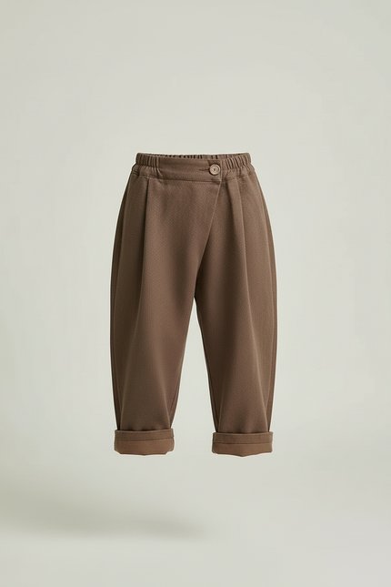 Pantalon Beige Ample Décontracté Enfant Marron - Molleton - vue 3