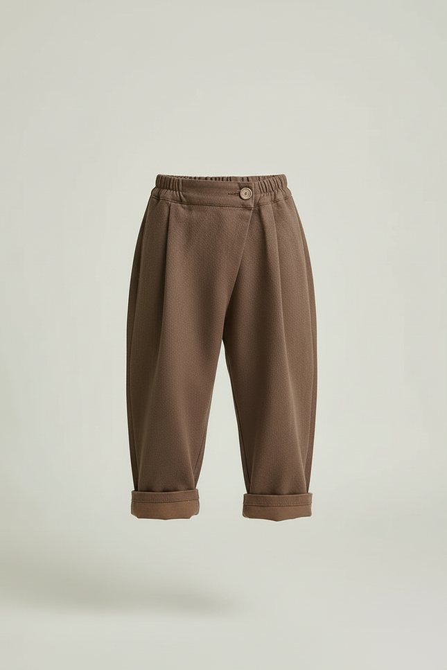 Pantalon Beige Ample Décontracté Enfant Marron - Molleton - vue 3