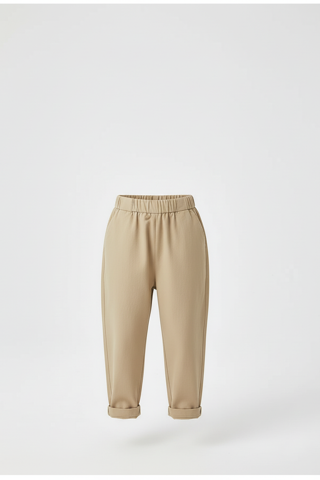 Pantalon Beige Coton Ample Garçon Décontracté - vue 3