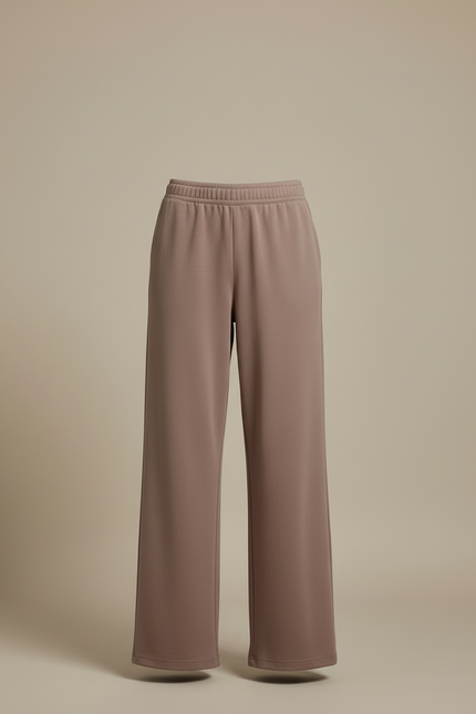 Pantalon Beige Ample, Décontracté, Uni, Confortable, Femme - Marron Molleton - vue 3