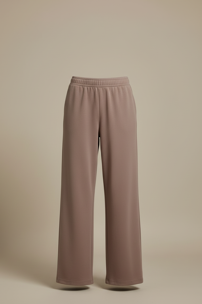Pantalon Beige Ample, Décontracté, Uni, Confortable, Femme - Marron Molleton - vue 3