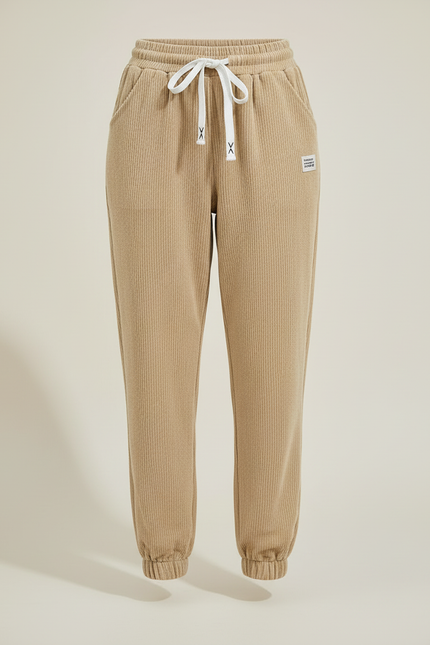 Pantalon Beige Côtelé Ample Cordon Femme - Cordé - vue 3