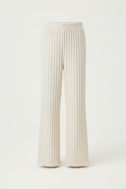 Pantalon Beige Côtelé Ample Décontracté Fille - Maille - vue 3