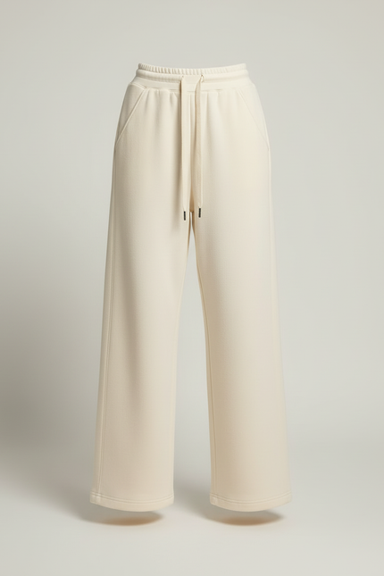Pantalon Beige Large Cordon Fluide Décontracté Confortable - Molleton - vue 3