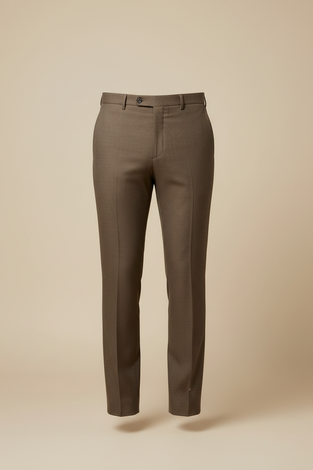 Pantalon Beige Élégant Homme Droit Classique Marron - Gabardine - vue 3