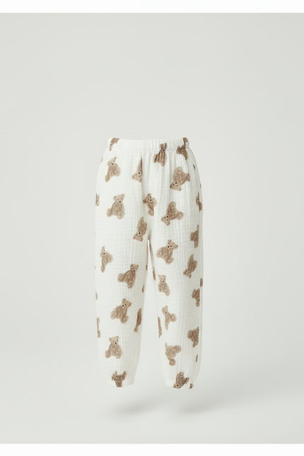 Pantalon Beige Oursons Coton Ample Décontracté Enfant - vue 3